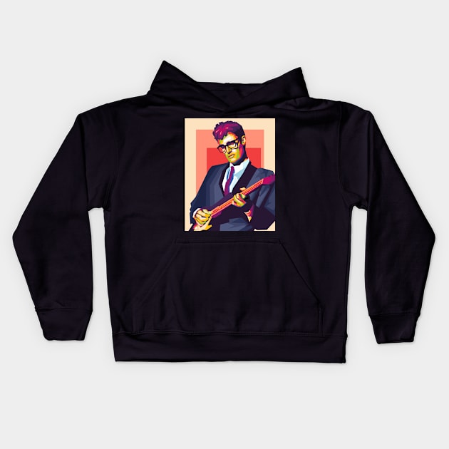 buddy holly Kids Hoodie by cool pop art house